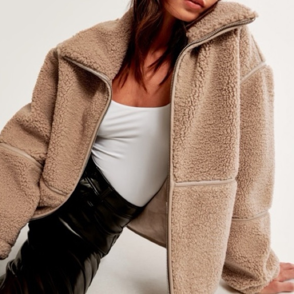 Abercrombie & Fitch Sherpa Teddy Mockneck Full Zip Jacket Coat XL